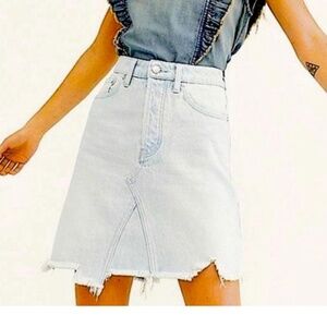 Free People - We The Free - Going Rogue Tidal Wave Denim Mini Skirt